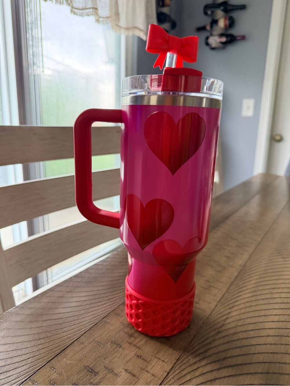 Stanley 40 oz Red and Pink Heart Handle Tumbler with Bow Straw - Picture 2 of 2